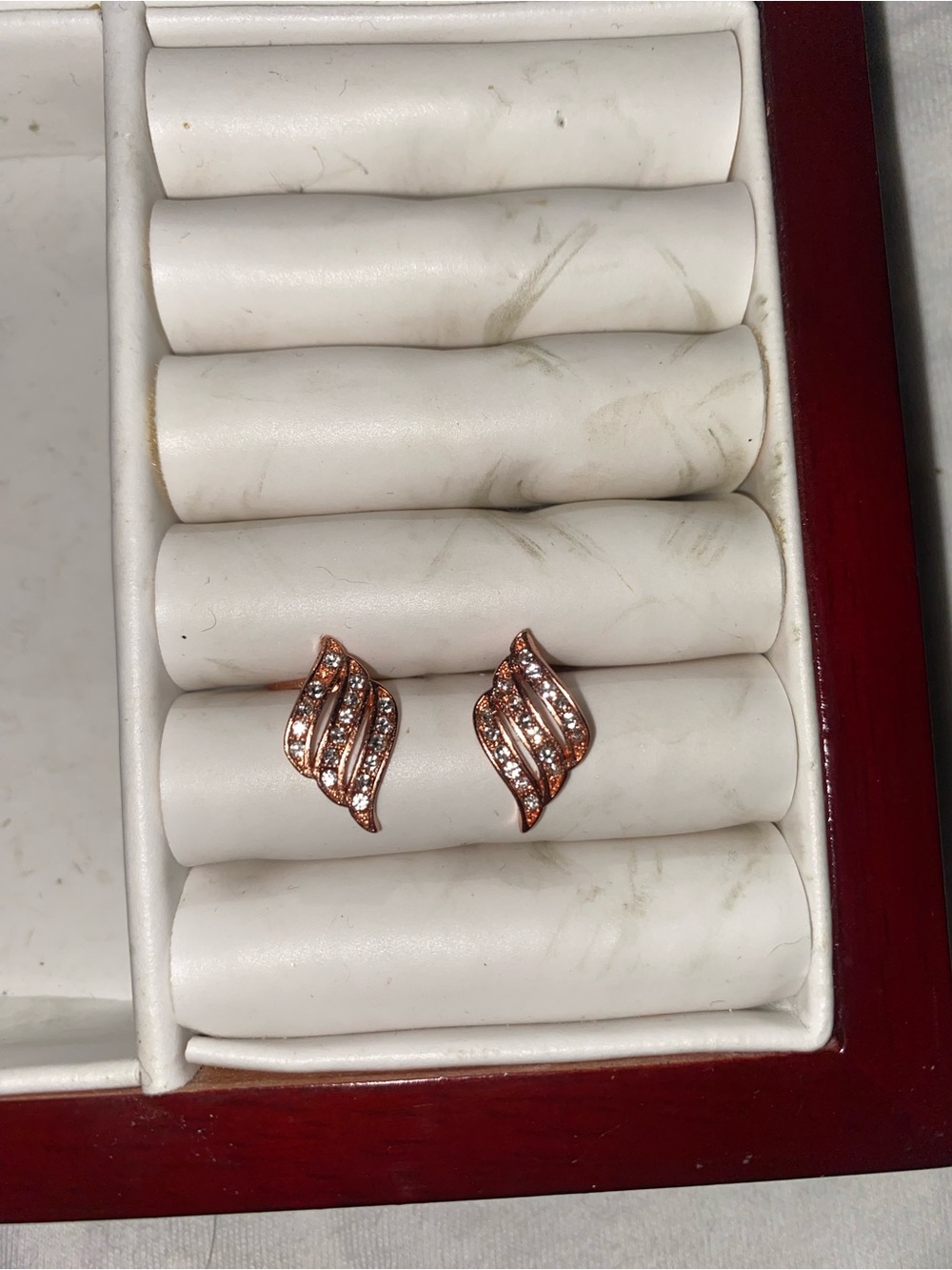 Rose Gold Wave Crystal Stud Earrings - Women Jewelry